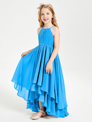 Robes de Demoiselle d'Honneur Junior en Mousseline Bleu Océan