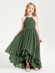 Robes de Demoiselle d'Honneur Junior en Mousseline Olive Verte