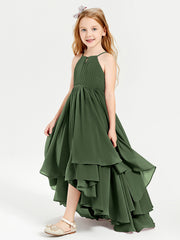 Robes de Demoiselle d'Honneur Junior en Mousseline Olive Verte