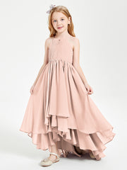 Robes de Demoiselle d'Honneur Junior en Mousseline Rose Perle