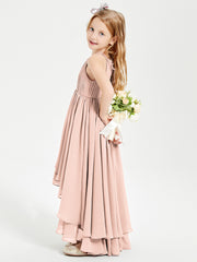 Robes de Demoiselle d'Honneur Junior en Mousseline Rose Perle