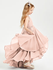 Robes de Demoiselle d'Honneur Junior en Mousseline Rose Perle