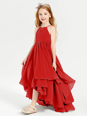 Robes de Demoiselle d'Honneur Junior en Mousseline Rouge