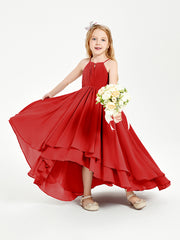 Robes de Demoiselle d'Honneur Junior en Mousseline Rouge