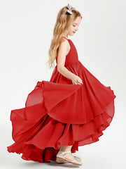 Robes de Demoiselle d'Honneur Junior en Mousseline Rouge