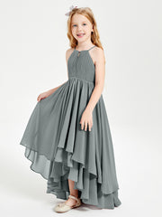 Robes de Demoiselle d'Honneur Junior en Mousseline Gris Acier
