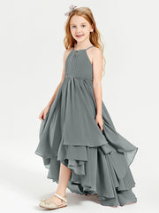 Robes de Demoiselle d'Honneur Junior en Mousseline Gris Acier