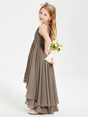 Robes de Demoiselle d'Honneur Junior en Mousseline Taupe