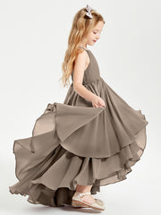 Robes de Demoiselle d'Honneur Junior en Mousseline Taupe