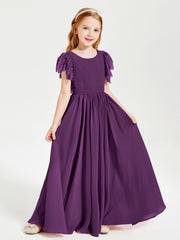 Robes de Demoiselle d'Honneur Junior avec Manches Flottantes en Dentelle Raisin