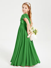Robes de Demoiselle d'Honneur Junior avec Manches Flottantes en Dentelle Vert