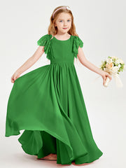 Robes de Demoiselle d'Honneur Junior avec Manches Flottantes en Dentelle Vert