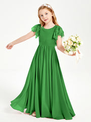 Robes de Demoiselle d'Honneur Junior avec Manches Flottantes en Dentelle Vert