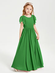Robes de Demoiselle d'Honneur Junior avec Manches Flottantes en Dentelle Vert