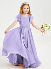 Robes de Demoiselle d'Honneur Junior avec Manches Flottantes en Dentelle Lilas