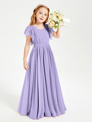 Robes de Demoiselle d'Honneur Junior avec Manches Flottantes en Dentelle Lilas