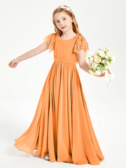 Robes de Demoiselle d'Honneur Junior avec Manches Flottantes en Dentelle Orange