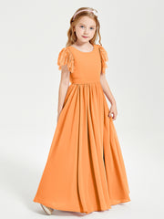 Robes de Demoiselle d'Honneur Junior avec Manches Flottantes en Dentelle Orange