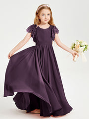 Robes de Demoiselle d'Honneur Junior avec Manches Flottantes en Dentelle Plum