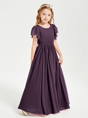 Robes de Demoiselle d'Honneur Junior avec Manches Flottantes en Dentelle Plum