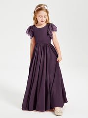 Robes de Demoiselle d'Honneur Junior avec Manches Flottantes en Dentelle Plum