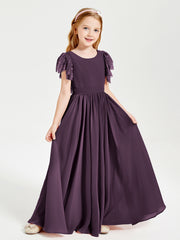 Robes de Demoiselle d'Honneur Junior avec Manches Flottantes en Dentelle Plum