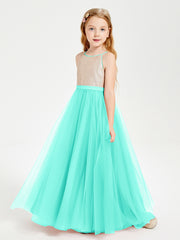 Robe Longue de Demoiselle d'Honneur Junior avec Haut en Paillettes et Jupe en Tulle Spa