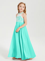 Robes de Demoiselle d'Honneur Longues en Mousseline avec Haut en Dentelle Spa