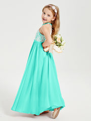 Robes de Demoiselle d'Honneur Longues en Mousseline avec Haut en Dentelle Spa
