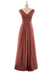 Col en V Mousseline Robe avec Mancheron terracotta Grande Taille