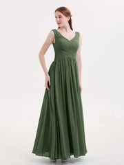 Col en V Maxi Mousseline Robees avec Dos Zippé Olive Verte Grande Taille