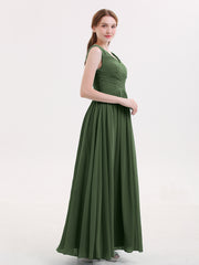 Col en V Maxi Mousseline Robees avec Dos Zippé Olive Verte Grande Taille