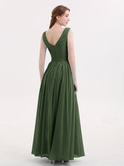 Col en V Maxi Mousseline Robees avec Dos Zippé Olive Verte Grande Taille