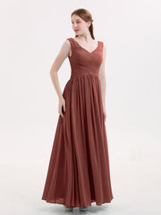 Col en V Maxi Mousseline Robees avec Dos Zippé terracotta