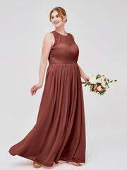 Col d'Illusion Pleine Longueur Robe Demoiselle d'honneur terracotta Grande Taille