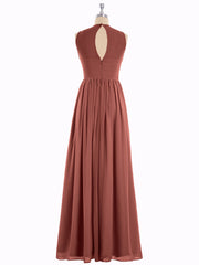 Col d'Illusion Pleine Longueur Robe Demoiselle d'honneur terracotta Grande Taille