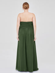 Col en Cœur Empire Mousseline Robe Demoiselle d'honneur Olive Verte Grande Taille