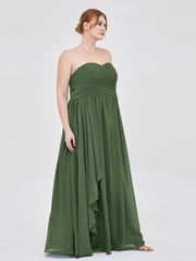 Col en Cœur Empire Mousseline Robe Demoiselle d'honneur Olive Verte Grande Taille
