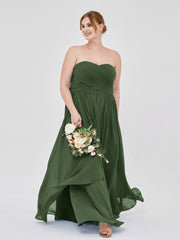 Col en Cœur Empire Mousseline Robe Demoiselle d'honneur Olive Verte Grande Taille