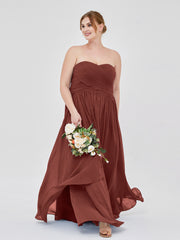Col en Cœur Empire Mousseline Robe Demoiselle d'honneur terracotta Grande Taille