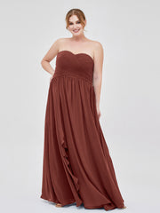 Col en Cœur Empire Mousseline Robe Demoiselle d'honneur terracotta Grande Taille