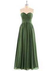 Mousseline Robe Demoiselle d'honneures Bustier à Plis Croisés Olive Verte Grande Taille