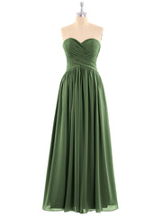 Mousseline Robe Demoiselle d'honneures Bustier à Plis Croisés Olive Verte