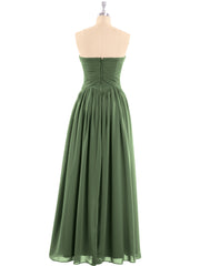 Mousseline Robe Demoiselle d'honneures Bustier à Plis Croisés Olive Verte