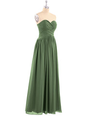 Mousseline Robe Demoiselle d'honneures Bustier à Plis Croisés Olive Verte Grande Taille