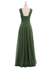 Bretelles Croisées Mousseline Robe avec Taille Empire Olive Verte