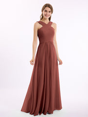 Bretelles Croisées Mousseline Robe avec Taille Empire terracotta