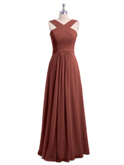 Bretelles Croisées Mousseline Robe avec Taille Empire terracotta