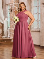 Bretelles Croisées Mousseline Robe avec Taille Empire Cannelle Rose Grande Taille