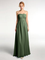 Robes Sans Bretelles Col en Cœur Mousseline Olive Verte Grande Taille